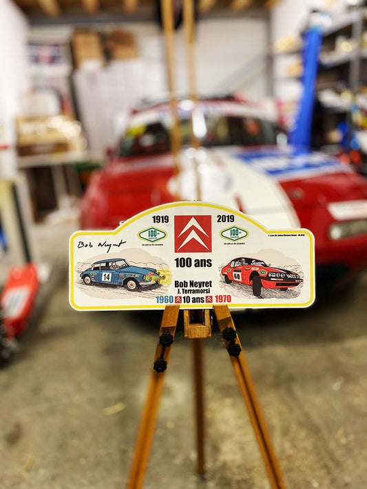 “100 years Citroën” Rally plaque signed by Bob Neyret