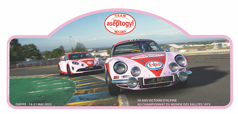 Plaque Rallye « DIEPPE 2023» - Berlinette et A110 circuit du Mans série "90 ans"