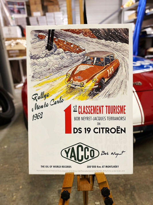 Affiche - Hommage à Geo Ham par Yacco-  Bob Neyret Rallye Monte-Carlo 1962- Emilio van der Zuiden