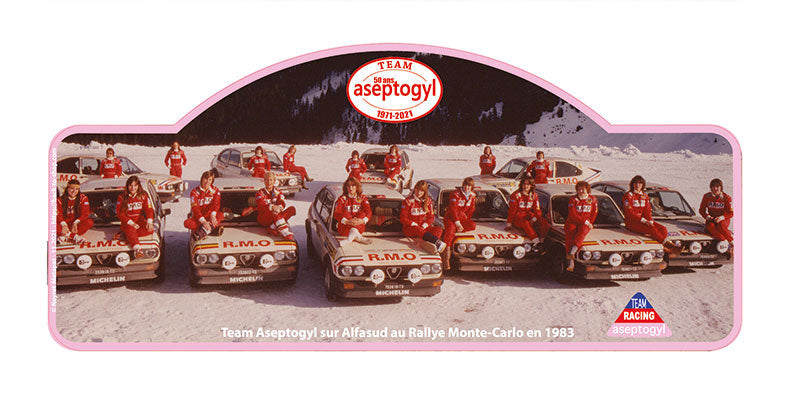 Plaque Rallye « 50 ans Aseptogyl » - ALFA ROMEO- «Archives»- 50 exemplaires
