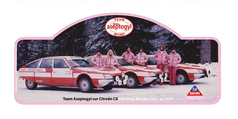 Placa de rally “50 años Aseptogyl” - Citroën CX Diesel - 50 ejemplares