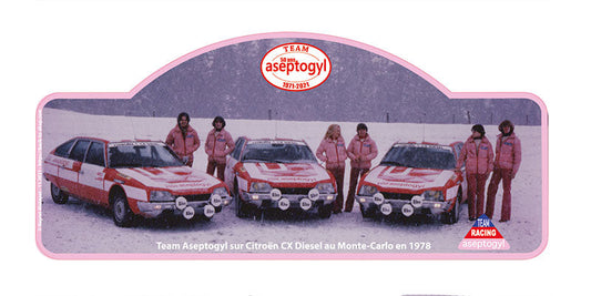 Plaque Rallye « 50 ans Aseptogyl » - Citroën CX Diesel «Brouillard»- 50 exemplaires