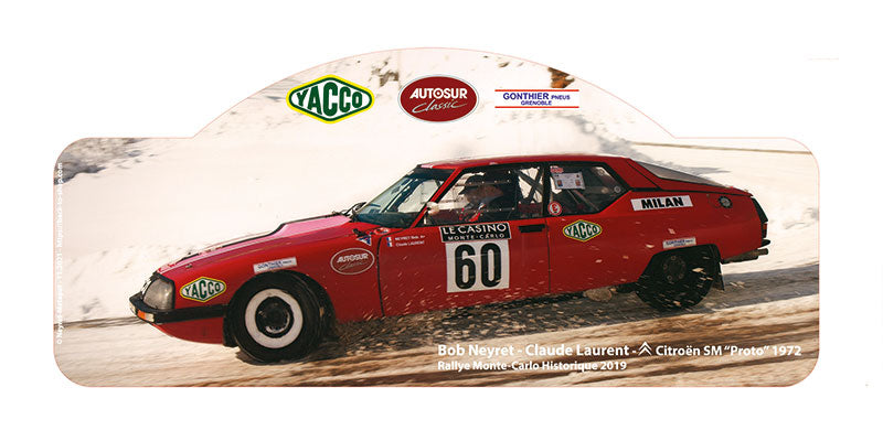 Placa de rally “SM Proto 1972” – Monte Carlo histórico 2019 – “Descenso”
