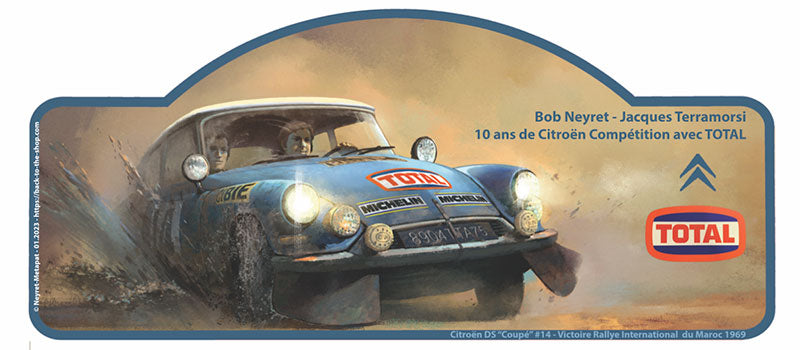 Placa de rally “Citroën DS – Coupé – gráfica – con TOTAL” – serie limitada de 100 ejemplares
