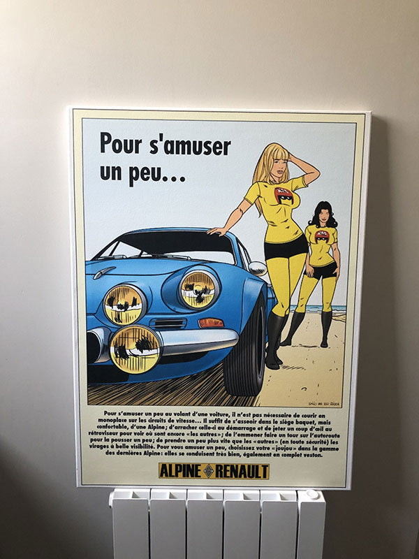 Lienzo HD “Anuncio de Alpine A110” Homenaje al equipo Aseptogyl – Mediano – 80x60 cm